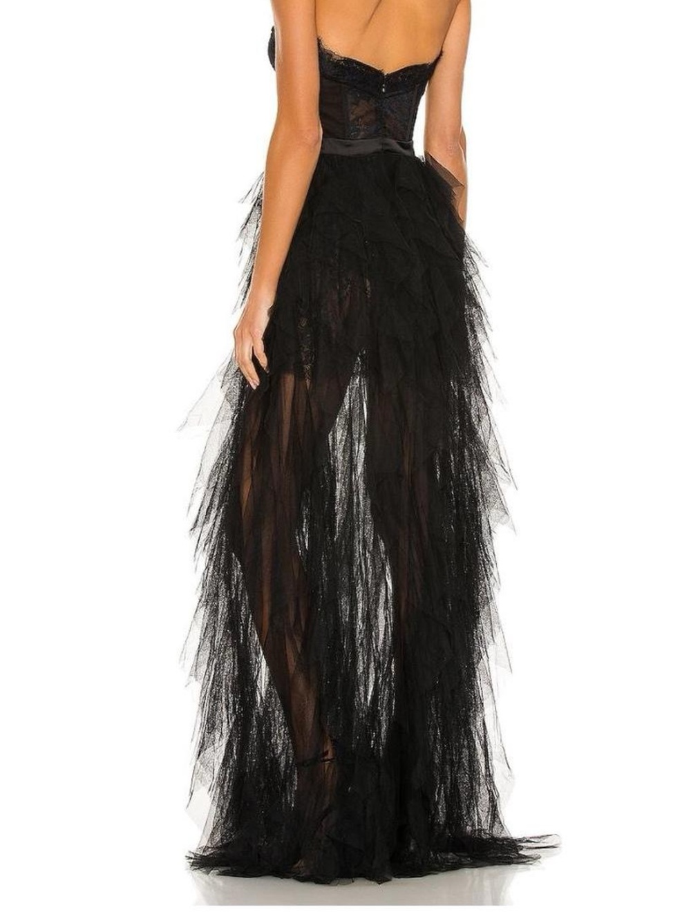 REVOLVE Black Bustier High-Low Tulle & Lace Skirt - Picture 3 of 6